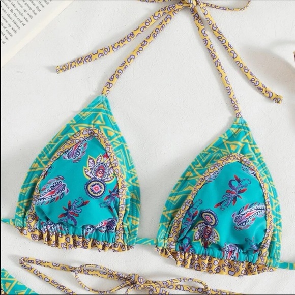 Dubai Triangle Turquoise Swim Suit Bikini - Picture 5 of 13